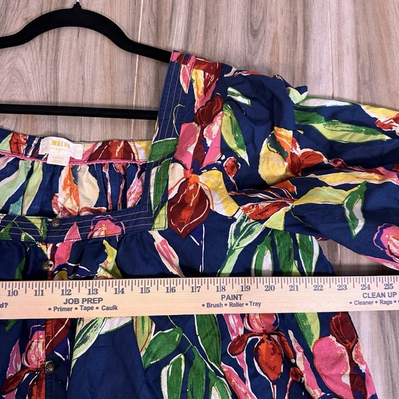 Anthropologie Maeve Dress L Tabitha Floral Swing Tunic Buttons Spring Easter - Picture 11 of 12